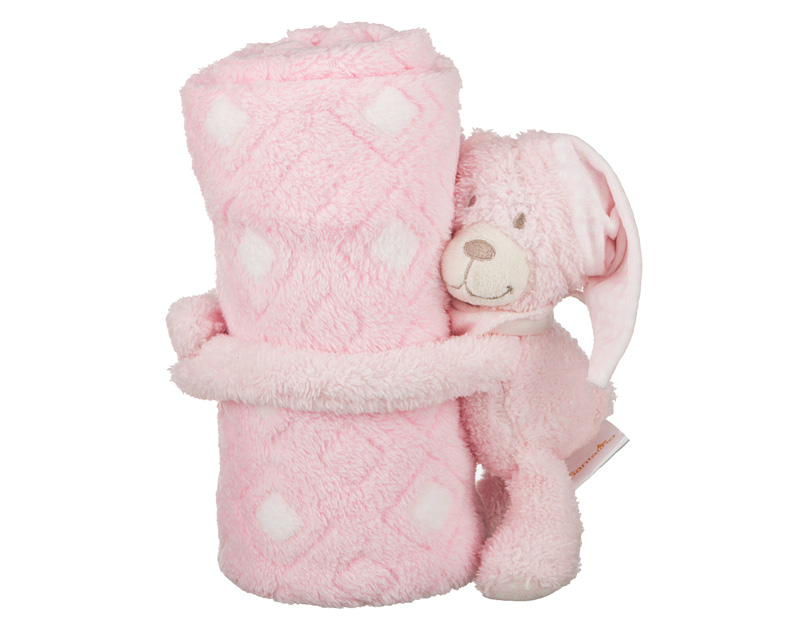 Плед с игрушкой Pink teddy bear, 100x75 см, Полиэстер, Gree Textile, Китай