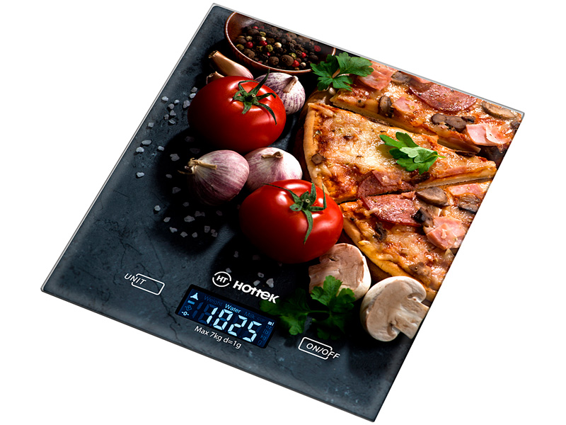 Весы кухонные Pizza, 18x20 см, Стекло, Hottek, Китай