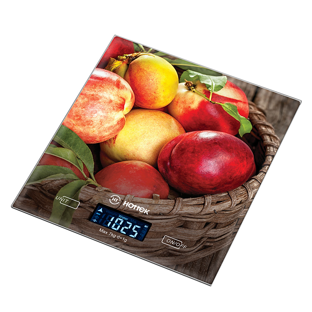 Весы кухонные Juicy peaches, 18x20 см, Стекло, Hottek, Китай