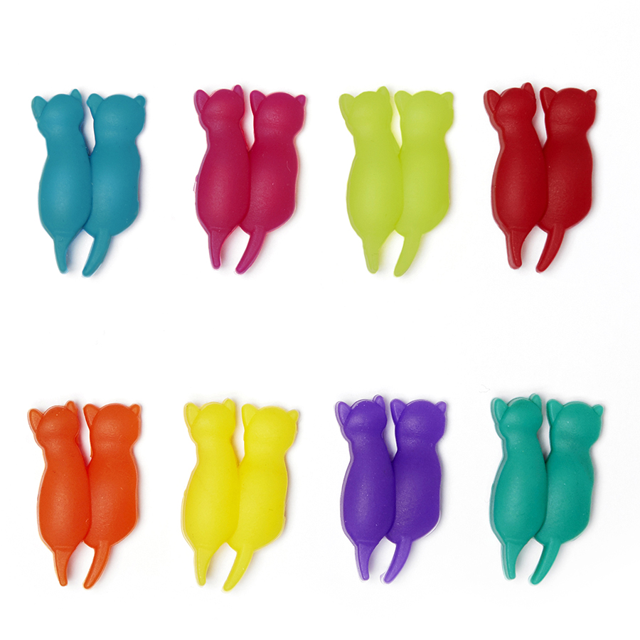 Маркеры для бокалов Rainbow Cat, 8 шт, Силикон, Kikkerland, США