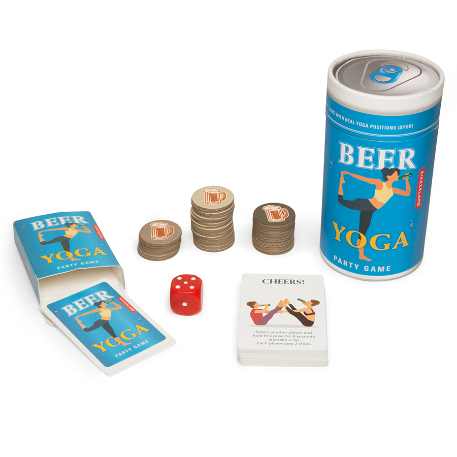 Настольная игра Beer Yoga, 9 см, 17 см, Дерево, Пластик, Бумага, Kikkerland, США