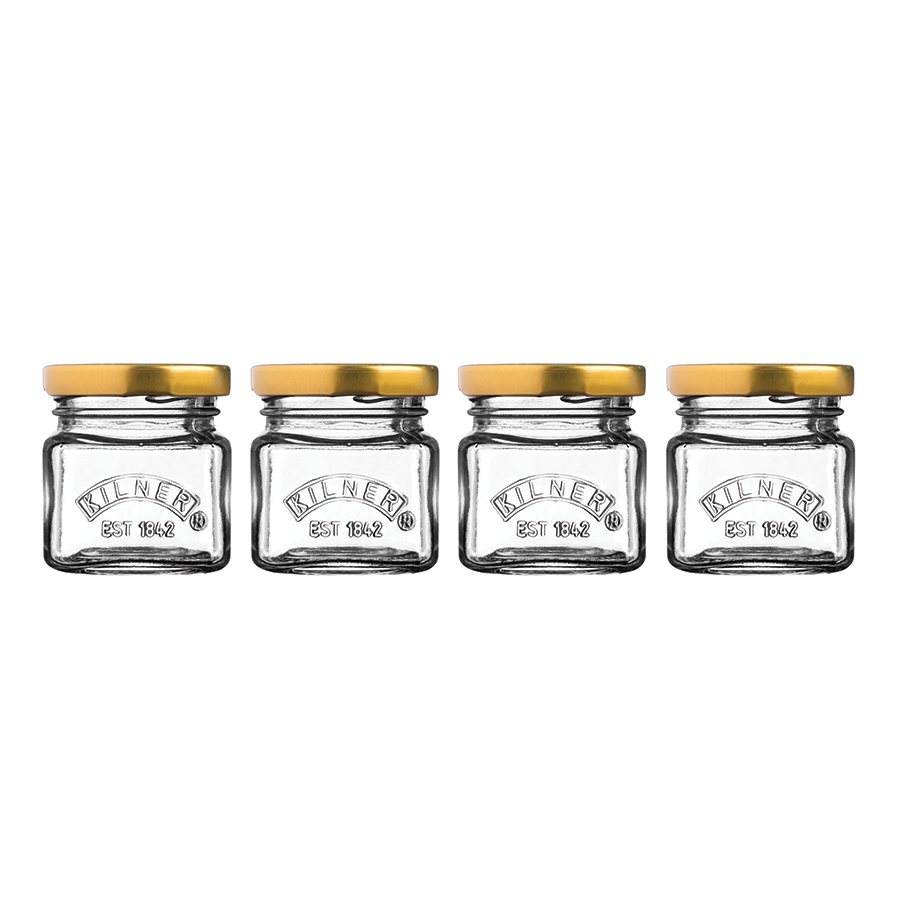 Набор баночек Mini Jars, 4 шт, 5х5 см, 6 см, 55 мл, Стекло, Kilner, Великобритания
