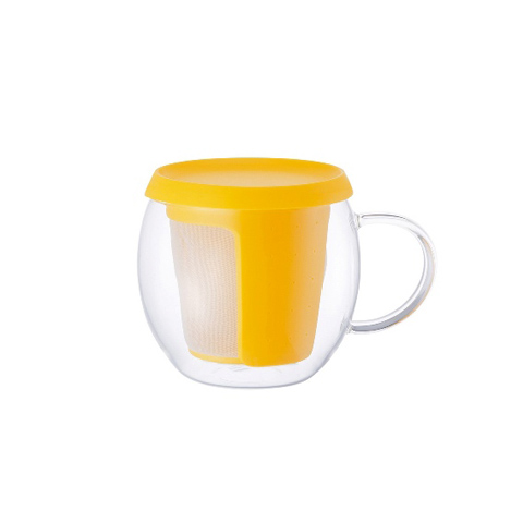 Кружка - чайник Mio Yellow, 350 мл, Стекло, Пластик, Kinto, Япония