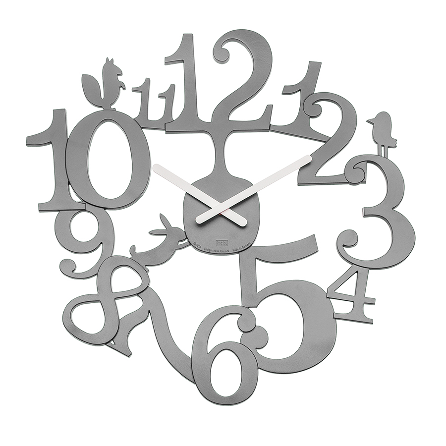 Часы настенные Pip Grey, 45 см, Пластик, Koziol, Германия