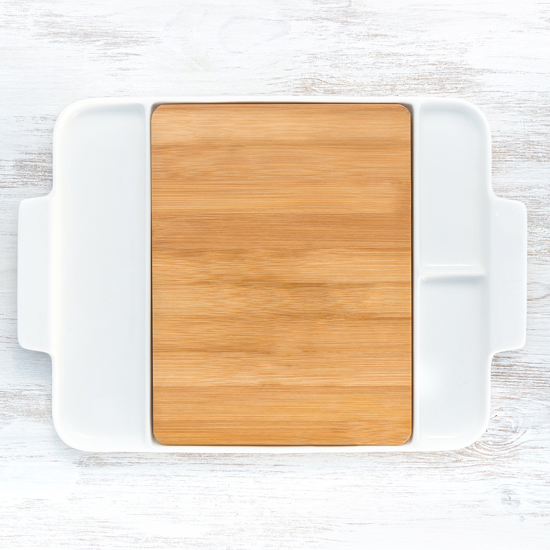 Сервировочная тарелка для сыра или стейка, 32x30 см, Фарфор, Дерево, KunstWerk, Китай