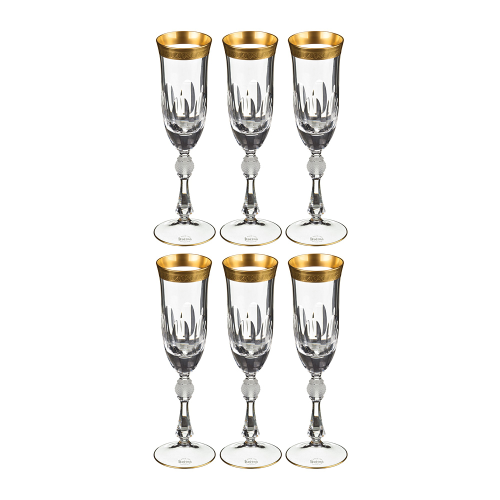 Набор бокалов для шампанского Jessie, 6 шт., 200 мл, 26 см, Хрусталь, Kvetna, Чехия