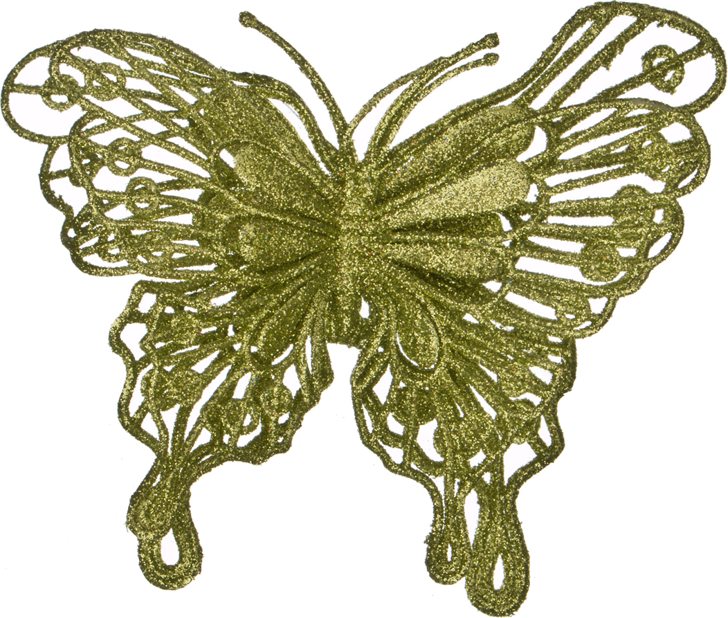 Бабочка на клипсе Farfalla d'argento verde, 12 см, Пластик, Lefard, Китай