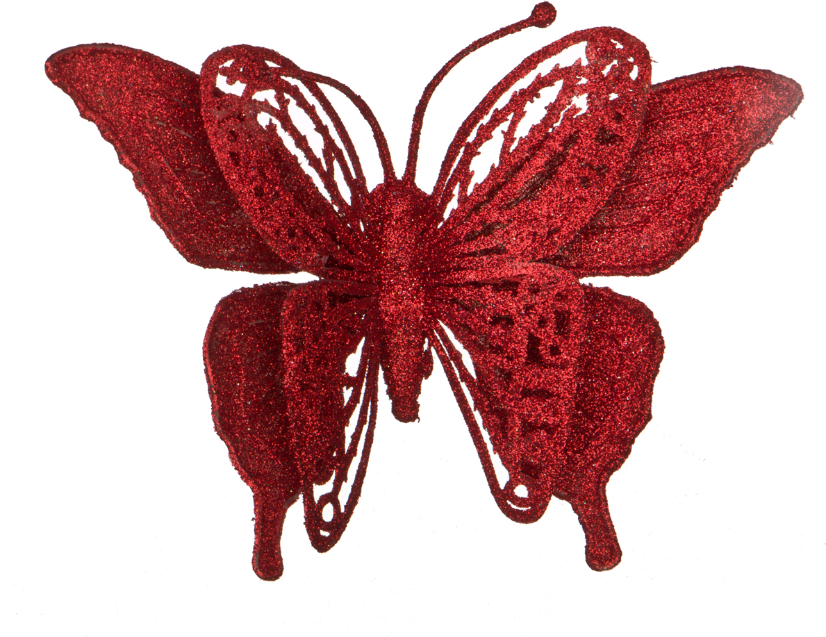 Бабочка на клипсе Farfalla d'argento rossa, 17 см, Пластик, Lefard, Китай