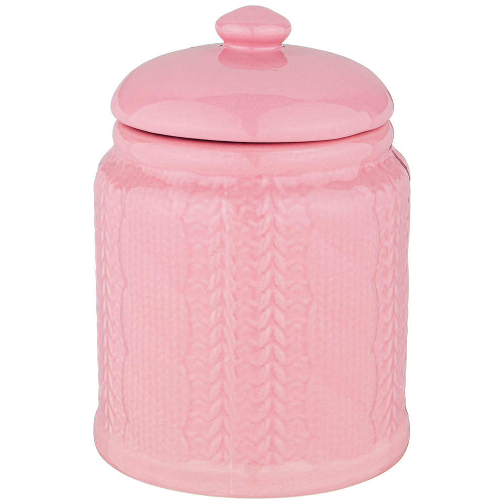 Банка для сыпучих продуктов Knitted Pink, 20 см, 14 см, 700 мл, Керамика, Lefard, Китай, Knitted