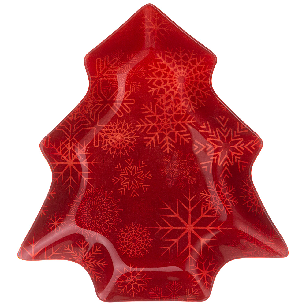 Блюдо-елка New Year Kaleidoscope red, 20х18 см, Стекло, Lefard, Китай, New Year Kaleidoscope, Merry Christmas