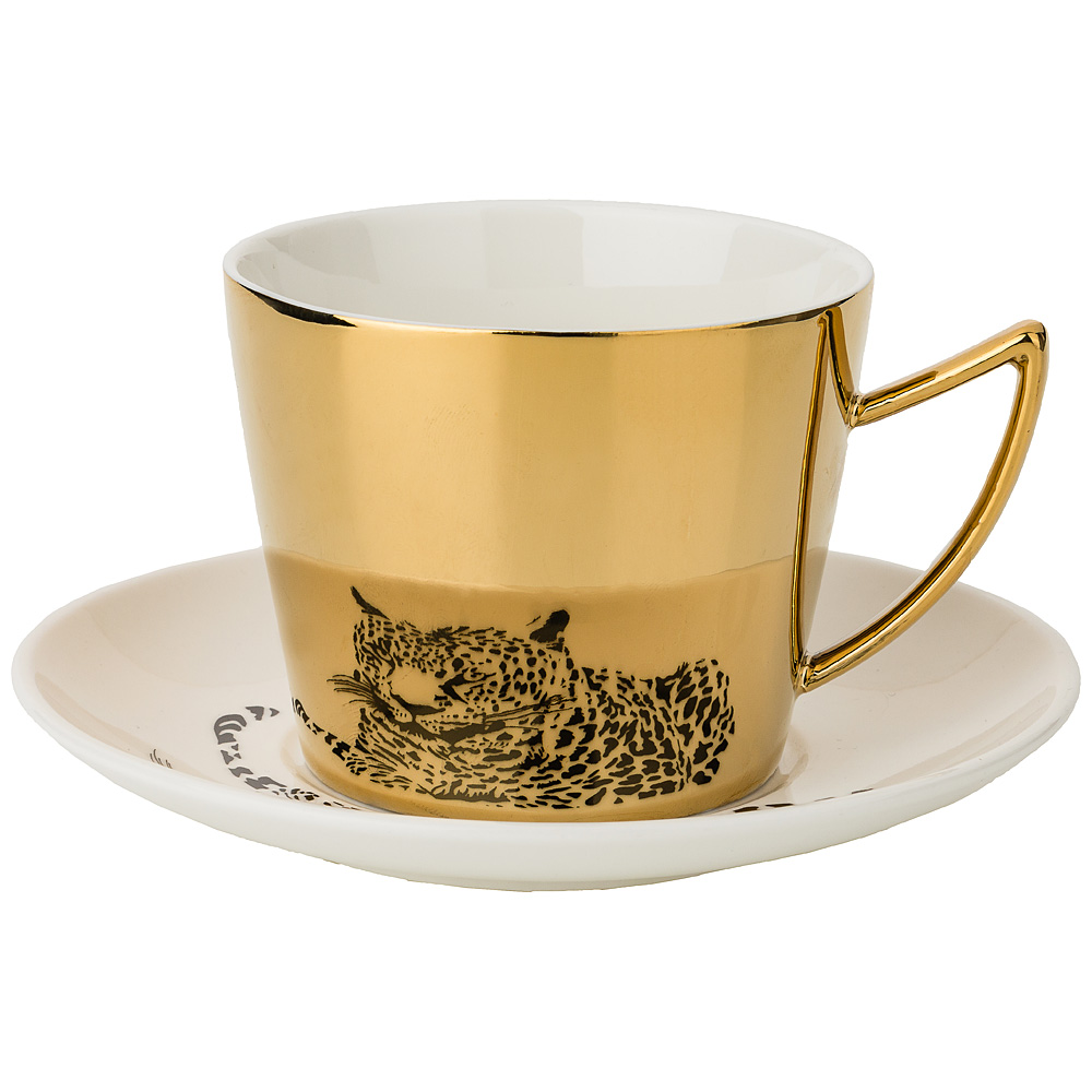 Чайный набор Leopard Golden, 2 предм., 16 см, 9 см, 220 мл, Фарфор, Lefard, Китай, Oro