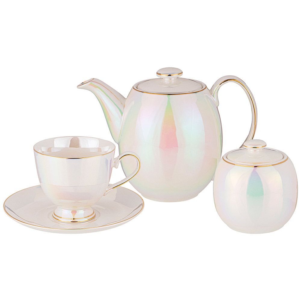 Чайный сервиз Pearl porcelain на 6 персон, 14 предм., 190 мл, 13 см, 6 персон, Фарфор, Lefard, Китай, Pearl porcelain