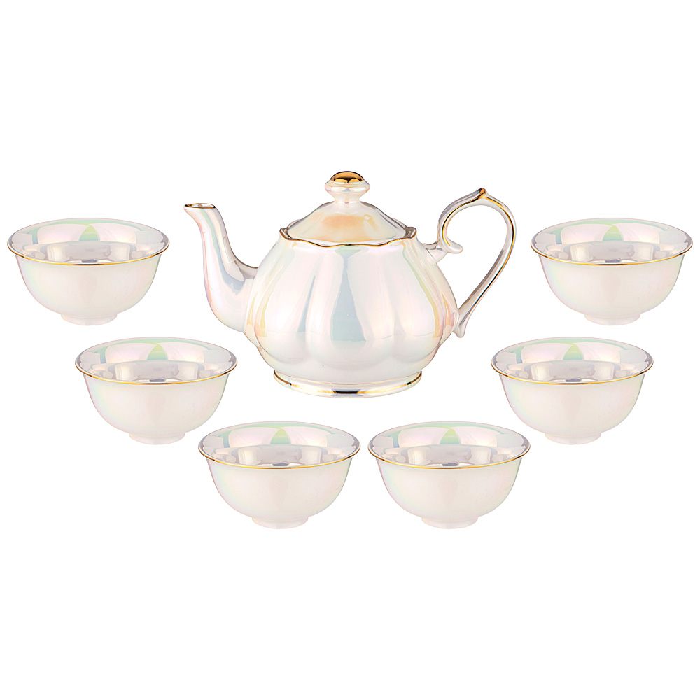 Чайный сервиз Pearl porcelain на 6 персон, 7 предм., 250 мл, 16 см, 6 персон, Фарфор, Lefard, Китай