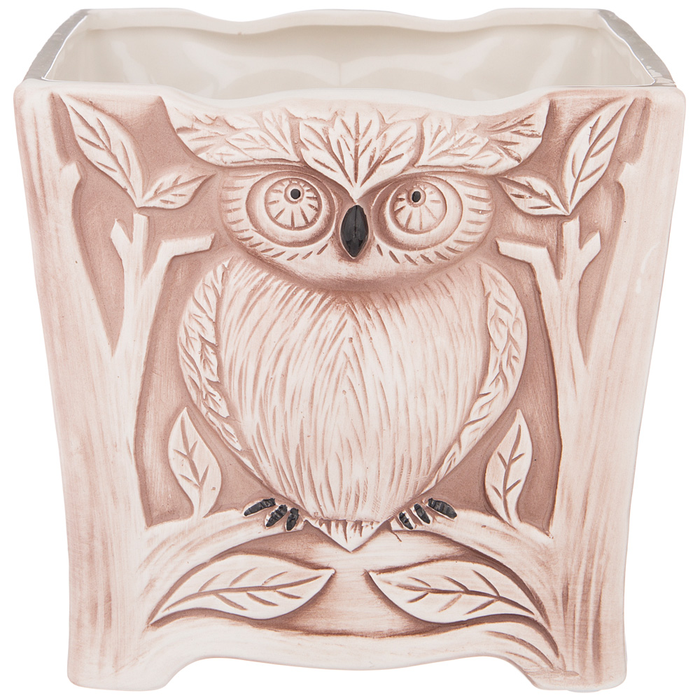 Кашпо Owl beige 16, 17х17 см, 16 см, Доломитовая керамика, Lefard, Китай