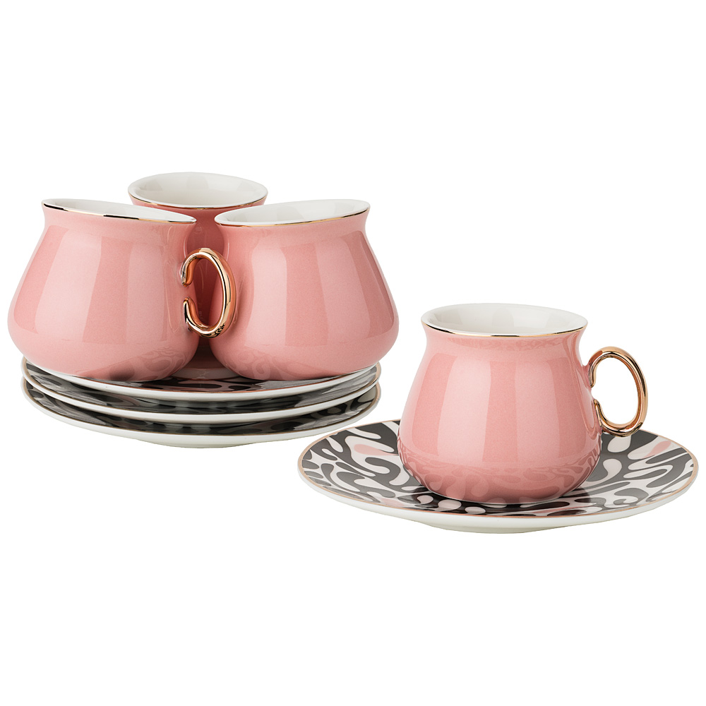 Кофейный набор Tea Ceremony Turk pink на 4 персоны, 8 предм., 90 мл, 7 см, 4 персоны, Фарфор, Lefard, Китай