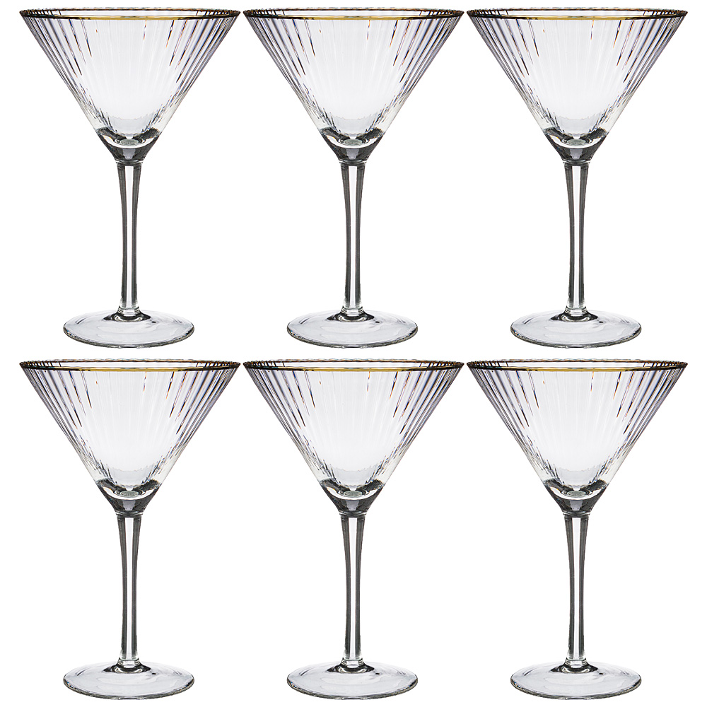 Набор бокалов для мартини Rim, 6 шт., 350 мл, 13 см, 19 см, Стекло, Lefard, Китай