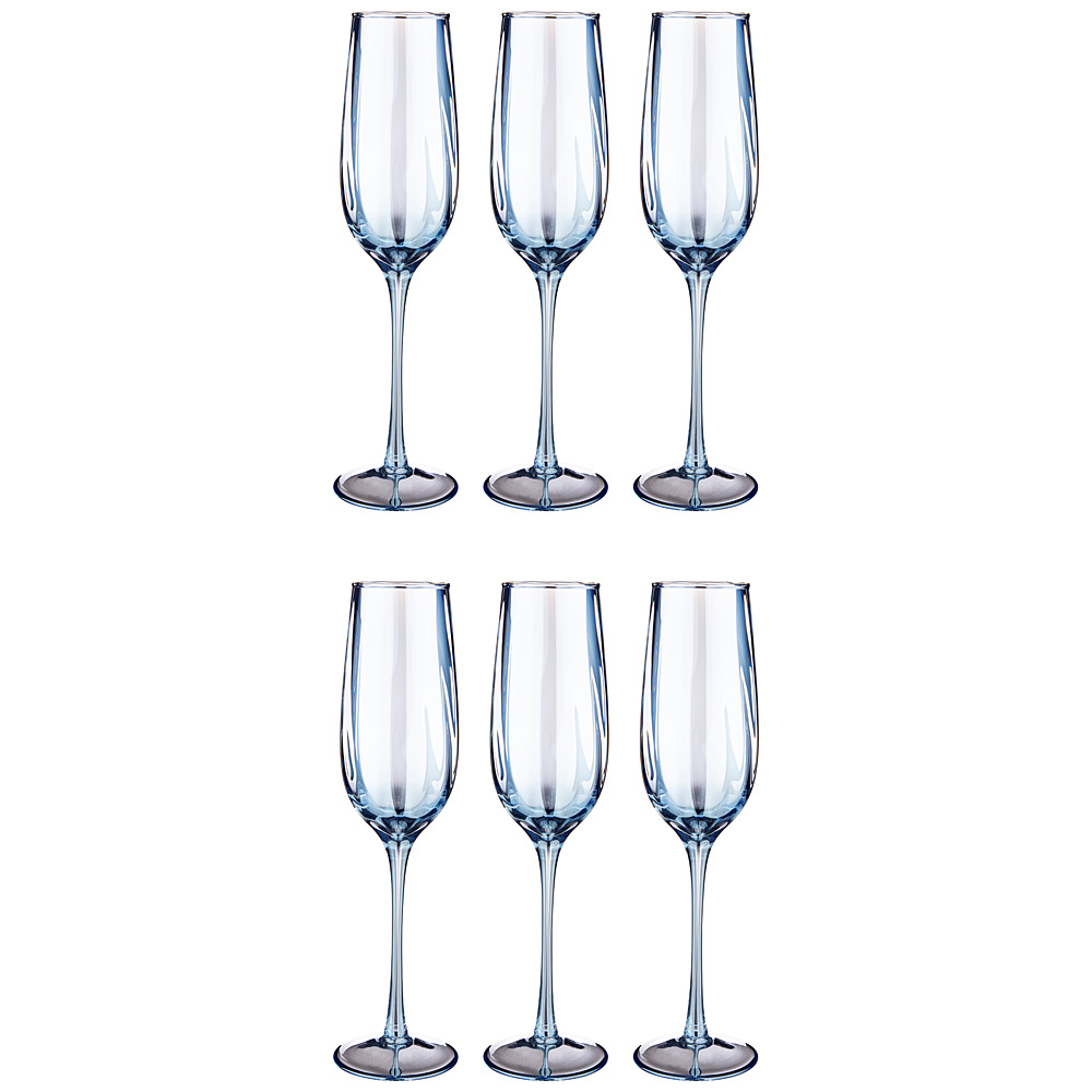 Набор бокалов для шампанского Glasstar Black Sea, 6 шт., 180 мл, 24 см, Стекло, Lefard, Россия