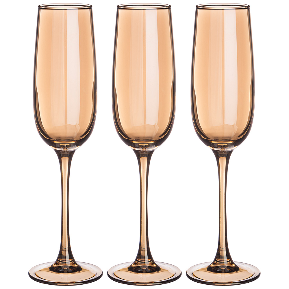 Набор бокалов для шампанского Glasstar Honey, 3 шт., 175 мл, 23 см, Стекло, Lefard, Россия, Glasstar