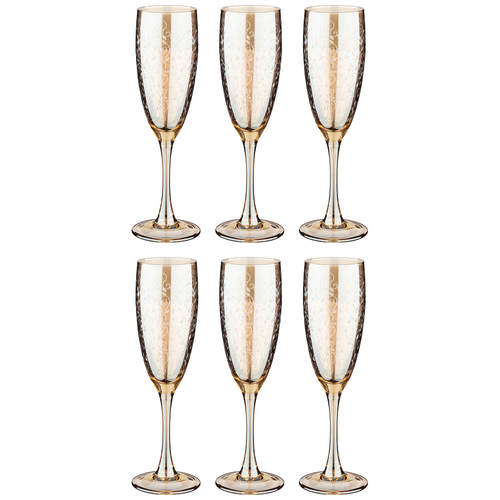 Набор бокалов для шампанского Glasstar Honey spring, 6 шт., 170 мл, 21 см, Стекло, Lefard, Россия, Glasstar