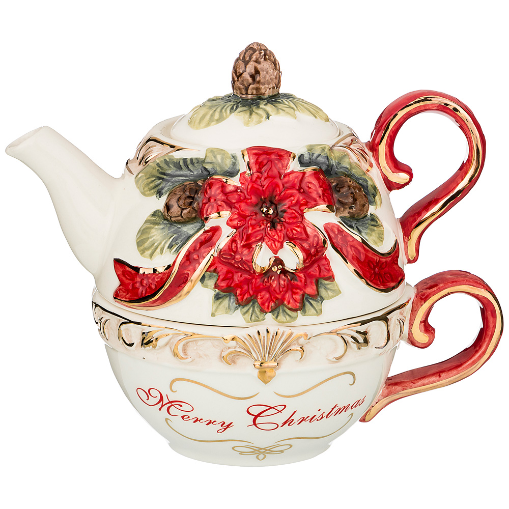 Набор чайный Gold Christmas, 2 предм., 12,5 см, 15 см, 350 мл, Керамика, Lefard, Китай Набор чайный Gold Christmas, 2 предм., 12,5 см, 15 см, 350 мл, Керамика, Lefard, Китай