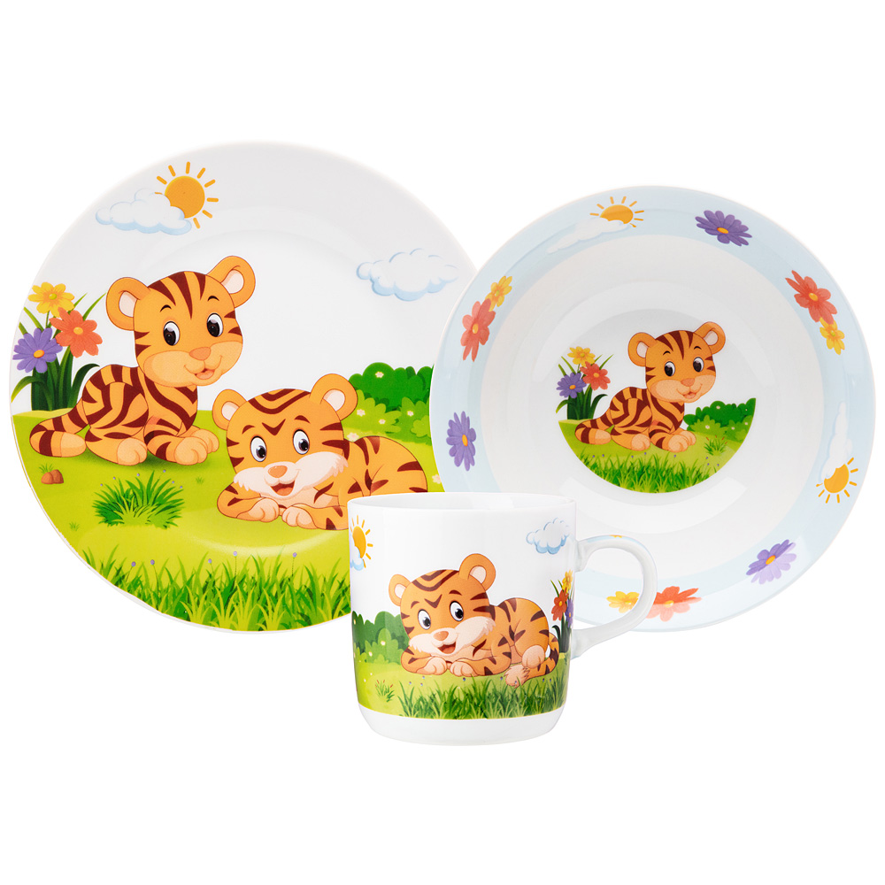 Набор детской посуды For Kids Tiger, 3 предм., 21х19 см, 230 мл, 9 см, Фарфор, Lefard, Китай, For Kids