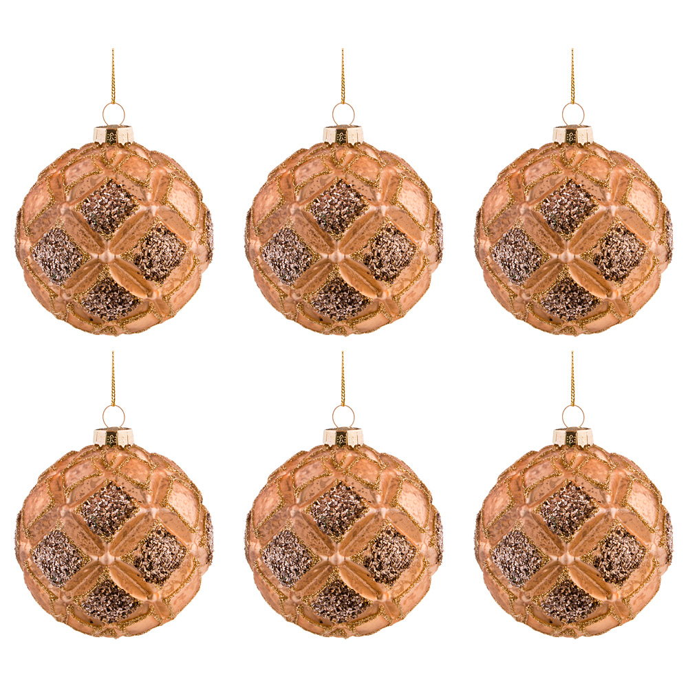 Набор елочных игрушек Bronze Ball, 6 шт., 8 см, 9 см, Стекло, Lefard, Китай, Vintage Decor