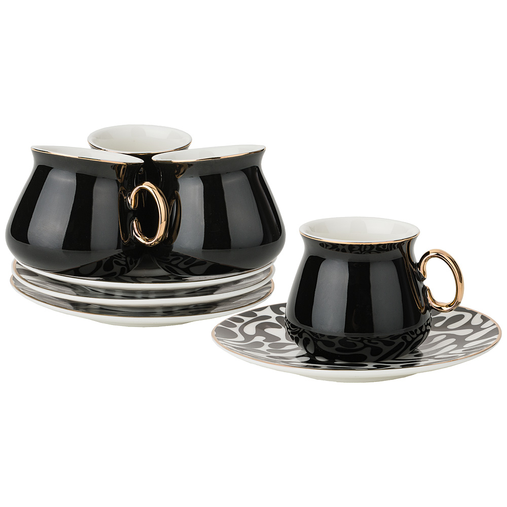 Кофейный набор Tea Ceremony Turk black на 4 персоны, 8 предм., 90 мл, 7 см, 4 персоны, Фарфор, Lefard, Китай