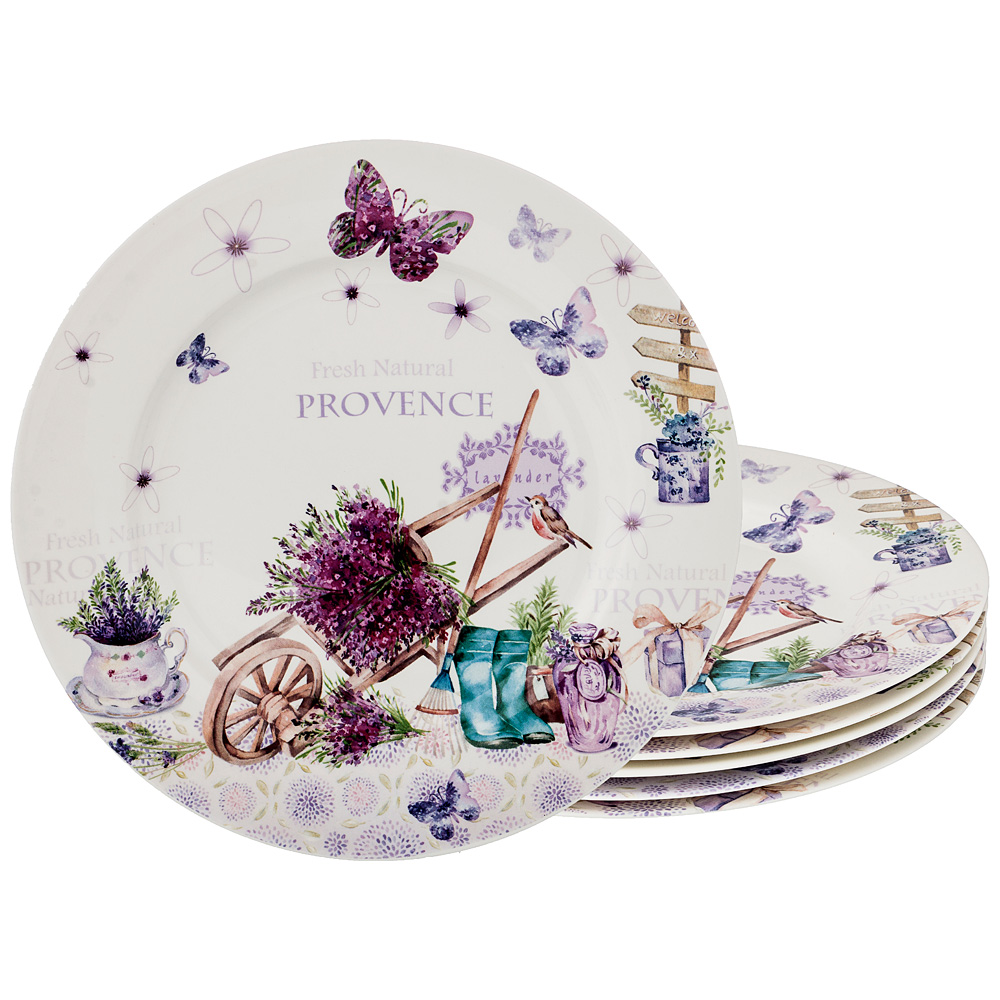 Набор обеденных тарелок Lavender spring violet, 6 шт., 23 см, Фарфор, Lefard, Китай