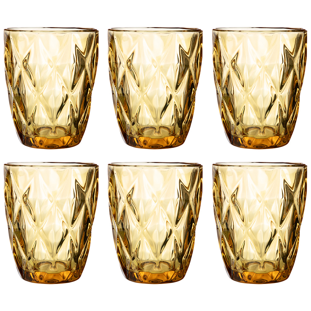 Набор стаканов Rhombus Gold, 6 шт., 240 мл, 17, 15, 18, 20, 10 см, Стекло, Lefard, Китай