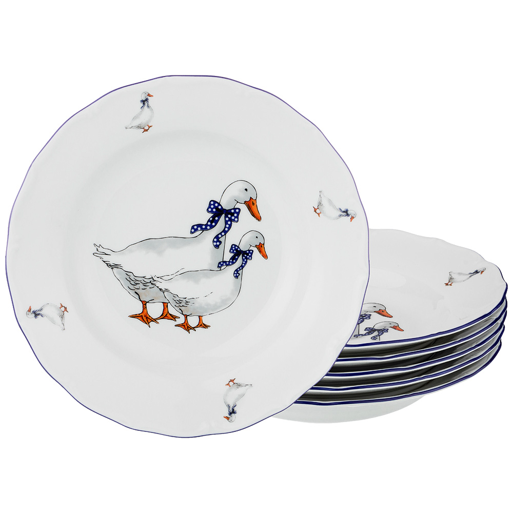 Набор тарелок для супа Geese navy blue 24, 6 предм.
