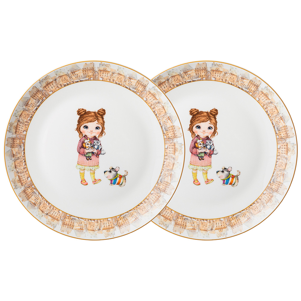 Набор закусочных тарелок Fashion Princess Pets, 2 шт., 19 см, Фарфор, Lefard, Китай