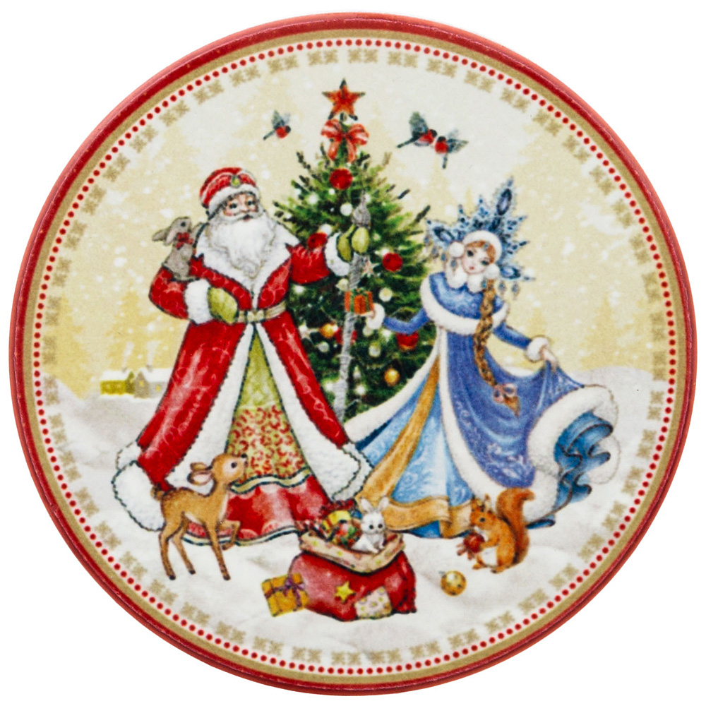 Подставка под горячее Happy New Year Santa&Snowgirl 10, 10 см, Керамика, Lefard, Китай, Merry Christmas