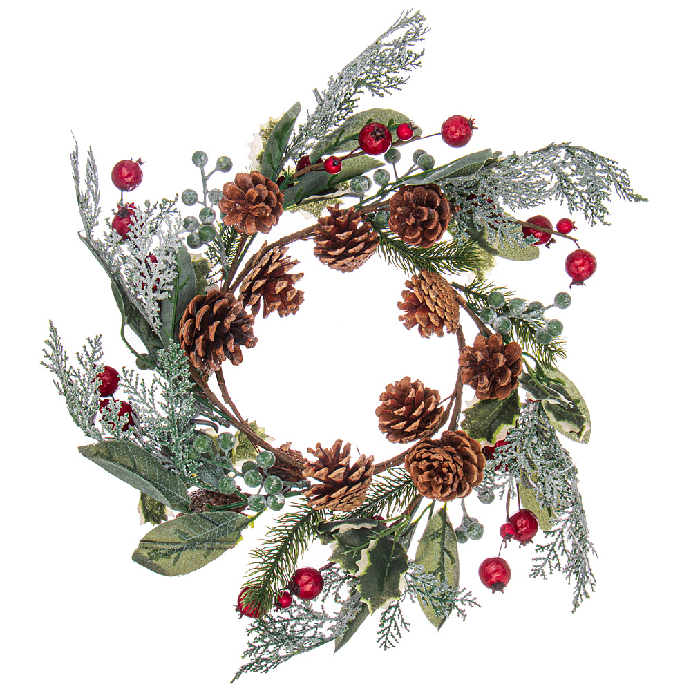 Рождественский декоративный венок Cypress Cones Green 35