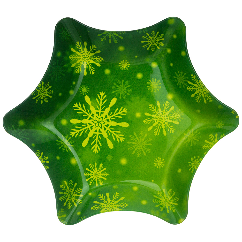 Салатник-звезда New Year Kaleidoscope green, 25 см, 3 см, Стекло, Lefard, Китай, New Year Kaleidoscope, Merry Christmas
