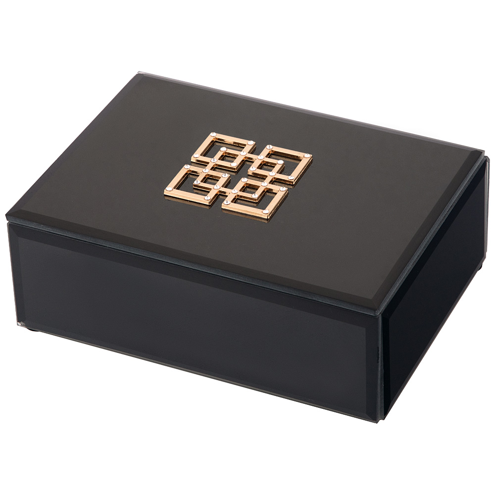 Шкатулка Prestige black lacquer, 16х12 см, 6 см, Стекло, МДФ, Lefard, Китай