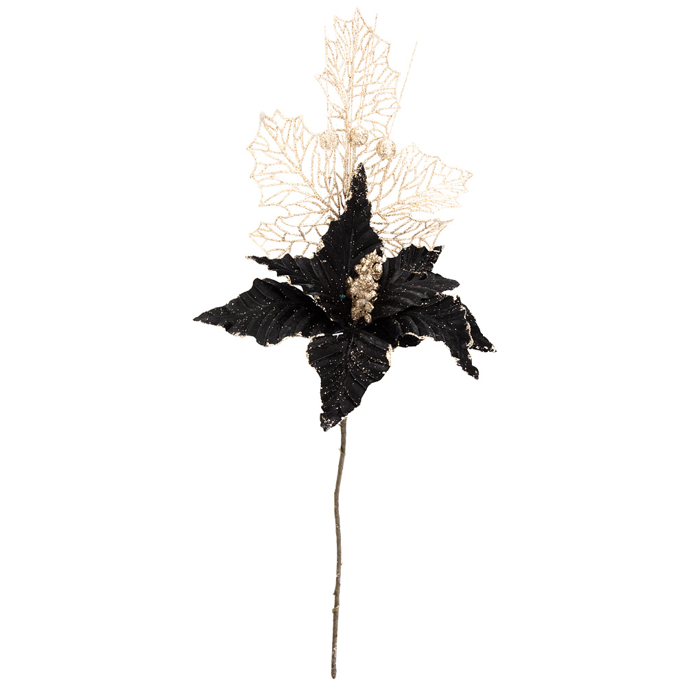 Цветок искусственный Poinsettia Gold, 50 см, Пластик, Lefard, Китай