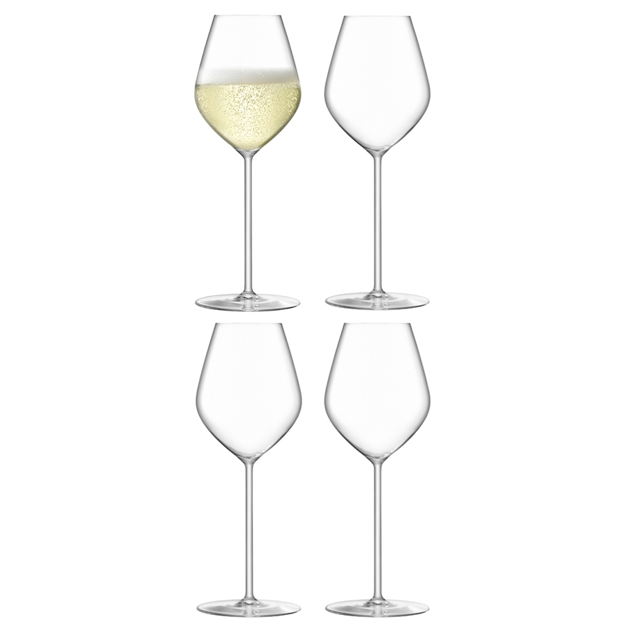 Набор бокалов для шампанского Borough, 4 шт., 285 мл, 7,5 см, 21,5 см, Выдувное стекло, LSA International, Великобритания, Borough
