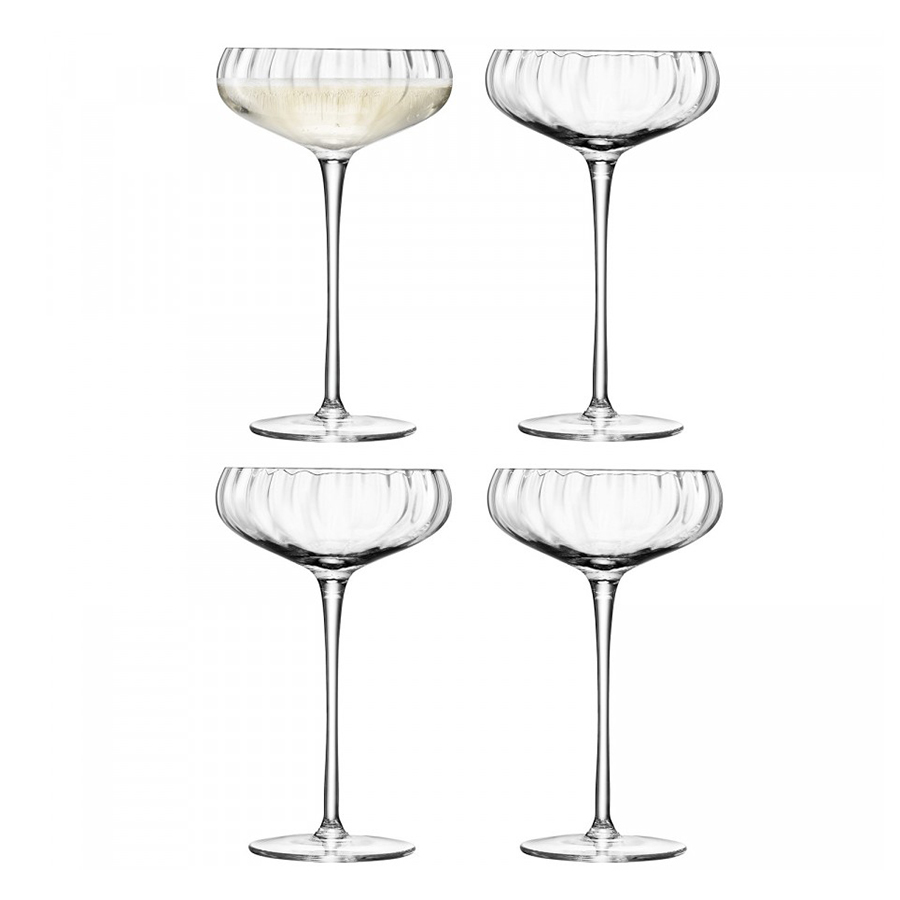 Набор бокалов-блюдец для шампанского Aurelia, 4 шт., 300 мл, 11 см, 18 см, Выдувное стекло, LSA International, Великобритания