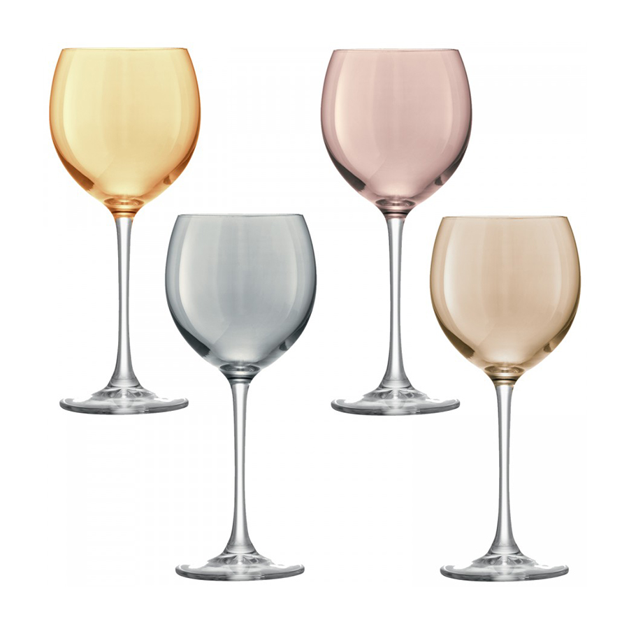 Набор бокалов для вина Polka Metallic, 4 шт., 400 мл, 20,5 см, Выдувное стекло, LSA International, Великобритания