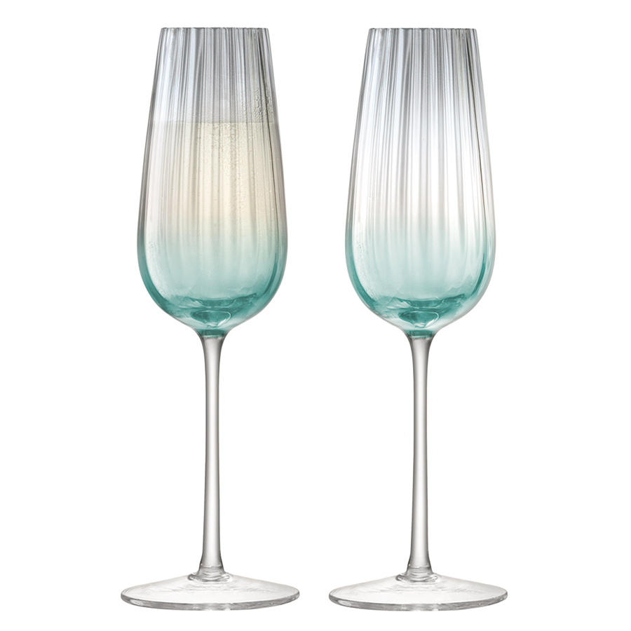 Набор бокалов-флюте для шампанского Dusk Green, 2 шт, 250 мл, 7 см, 23 см, Выдувное стекло, LSA International, Великобритания, Dusk glass