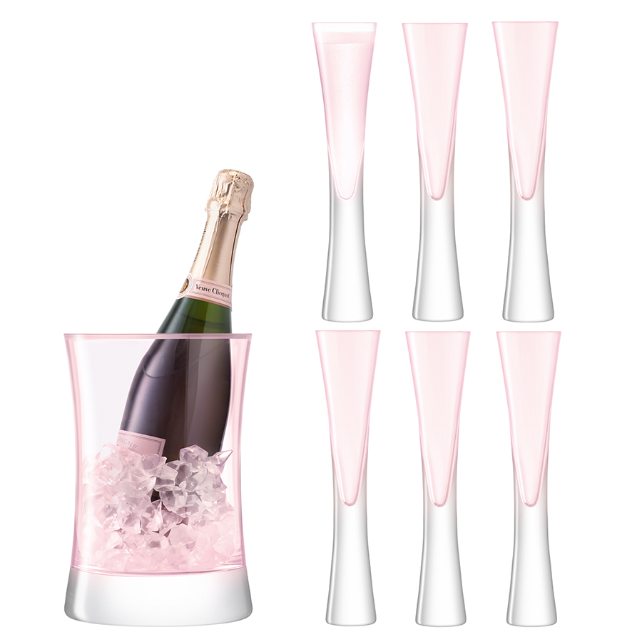 Набор для сервировки шампанского Moya Pink, 170 мл, 6 см, 25 см, Выдувное стекло, LSA International, Великобритания, Moya