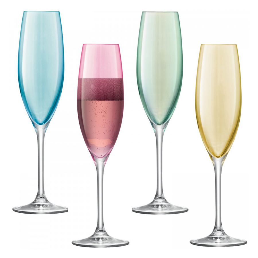 Набор флейт для шампанского Polka pastel, 4 шт., 225 мл, 28 см, Выдувное стекло, LSA International, Великобритания, Polka