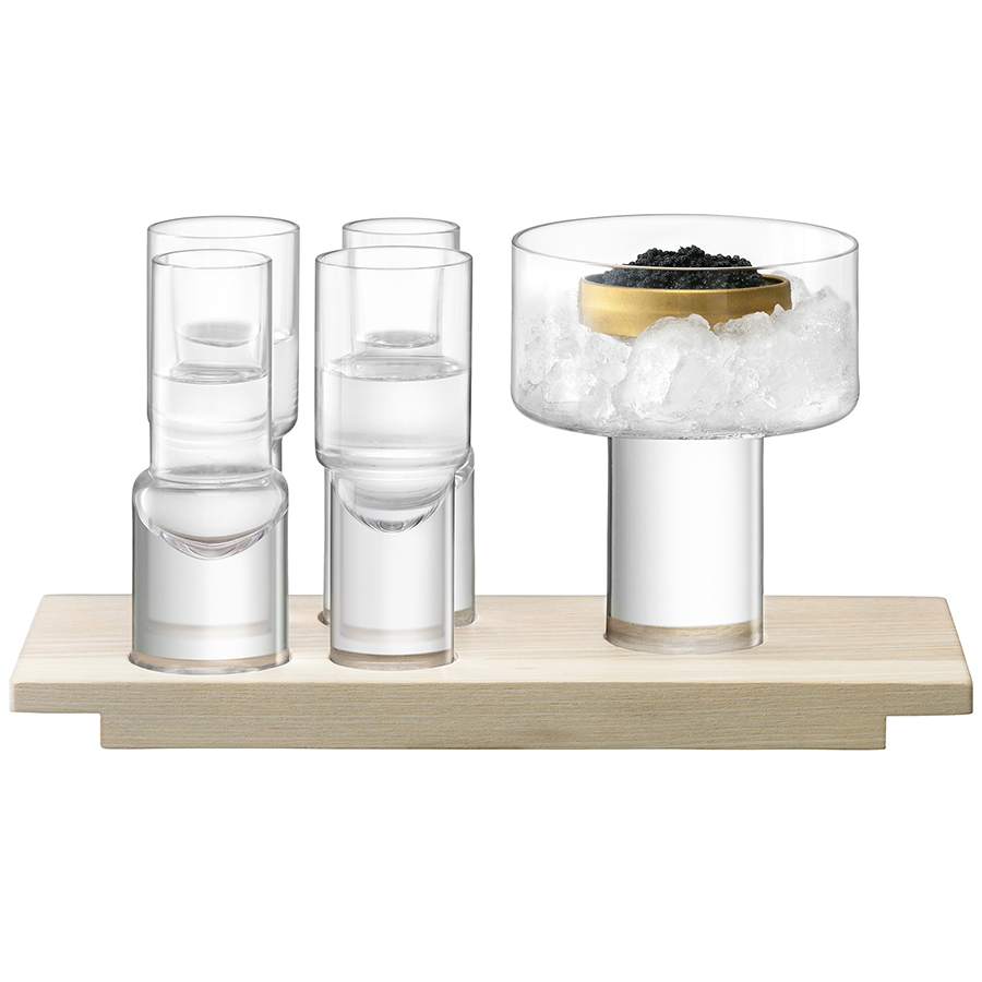 Набор из 4 стопок и чаши для закусок Vodka, 50 мл, 4,5 см, 12 см, Выдувное стекло, LSA International, Великобритания