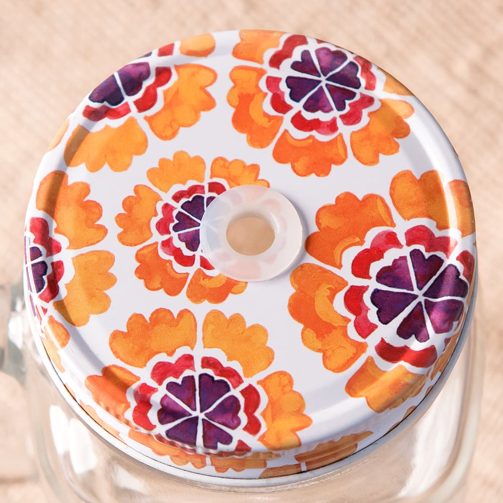 Крышка для банки Orange Flowers, 7,5 см, Металл, Mason Jar, США