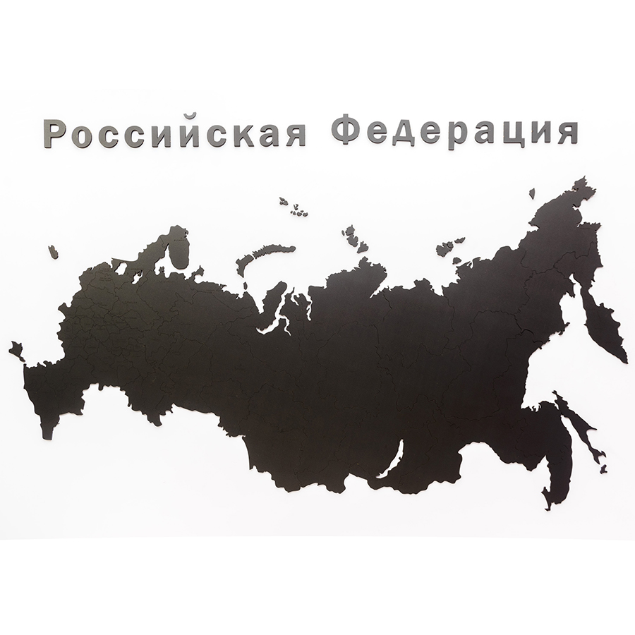 Карта-пазл Wall decoration Russian Federation with cities black, 100x55 см, МДФ, Mimi, Россия