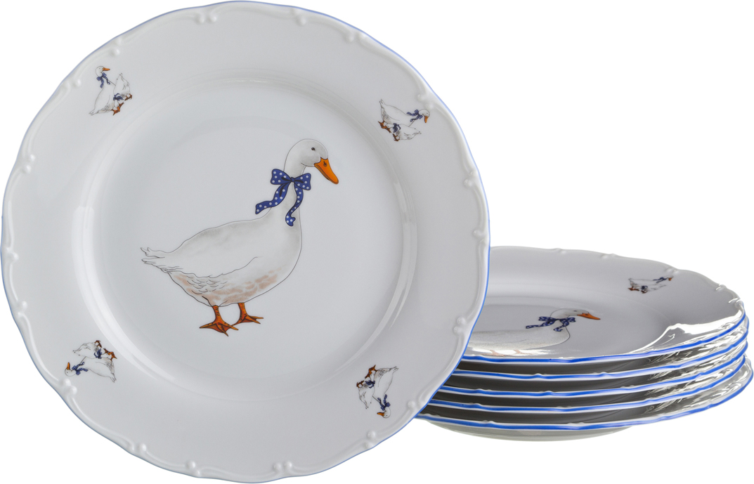 Набор обеденных тарелок Geese 25, 25 см, Фарфор, Moritz Zdekauer, Чехия, Geese