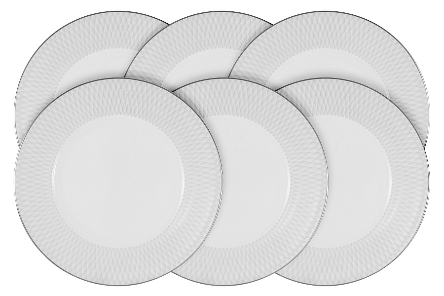 Набор десертных тарелок Breeze silver, 21 см, Фарфор, Narumi, Япония