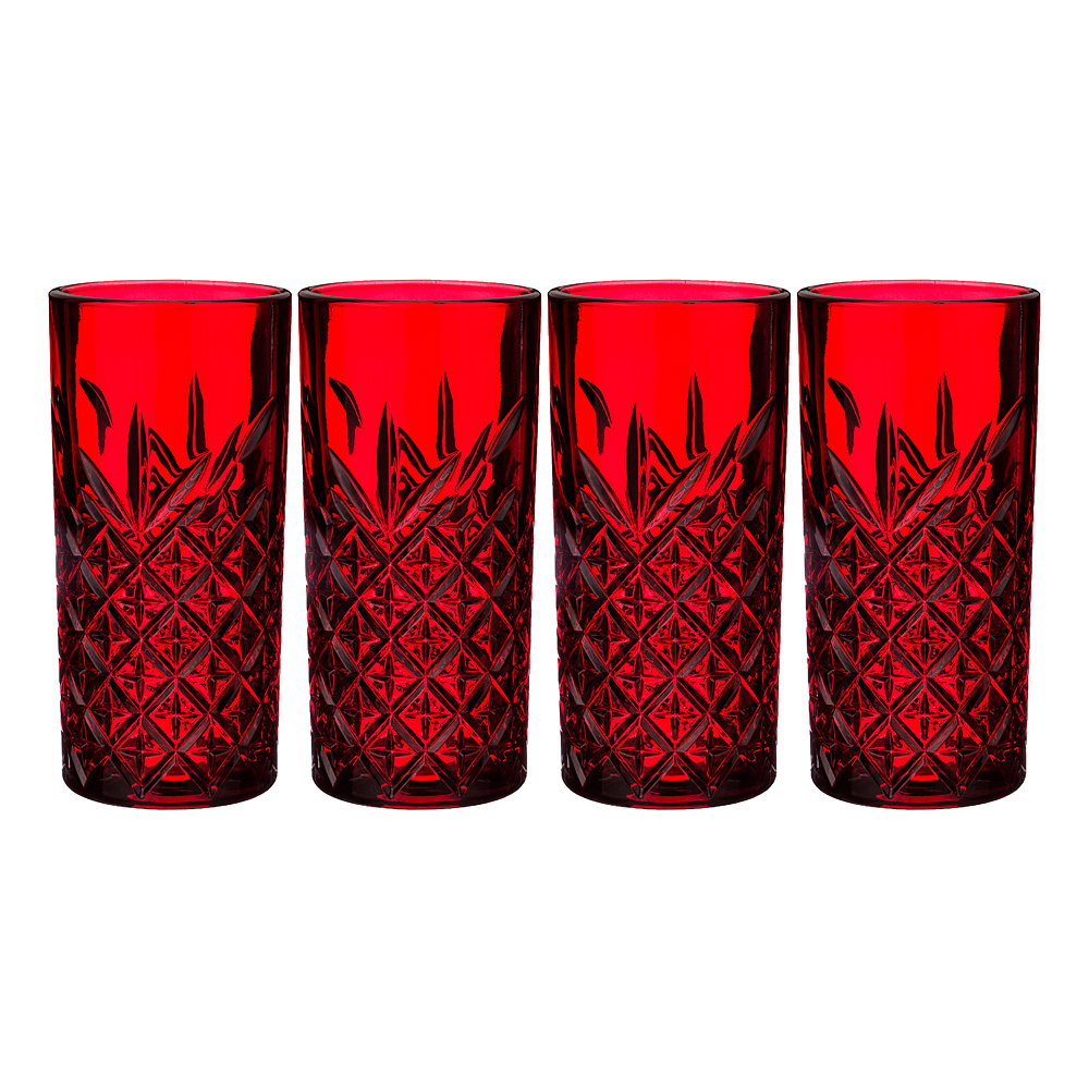 Набор стаканов Highball Timeless Red 295, 4 шт., 295 мл, 15 см, Стекло, Pasabahce, Россия, Timeless glass