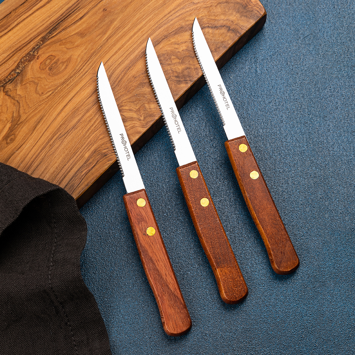 Набор ножей для стейка Prohotel, 3 шт., 20 см, Нерж. сталь, Дерево, Китай