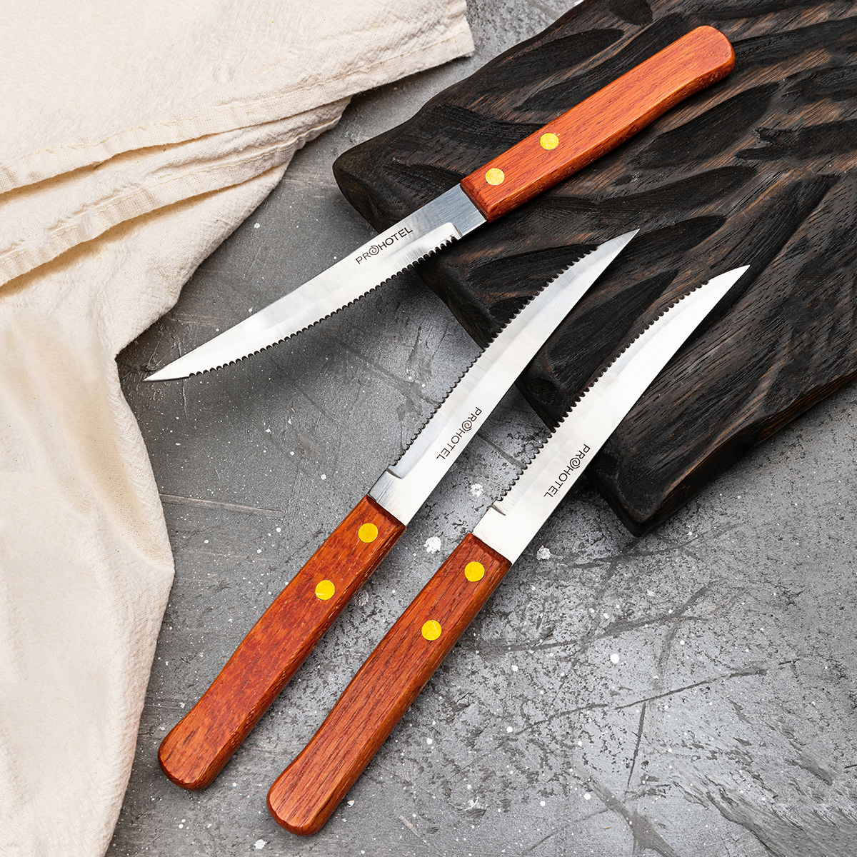 Набор ножей для стейка Prohotel Classic, 3 шт., 21,5 см, Нерж. сталь, Дерево, Китай